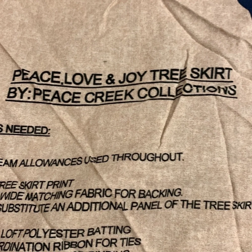 Vintage Peace Love Joy Christmas tree skirt sewing panel New